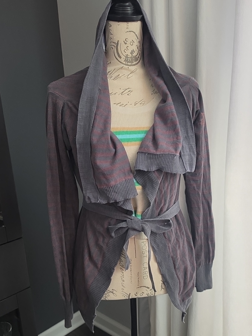 Wrap Cardigan in Dusty Plum and Slate